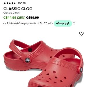 Classic red clog size MEN 6 WOMEN 8